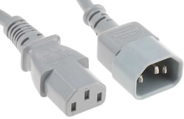 Kabel zasilający przedłużka C13/ przedłużka ATX C14 1,2m - 3m SZARY