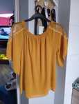 Żółta bluzka z krótkim rękawem yellow blouse cheap tanio