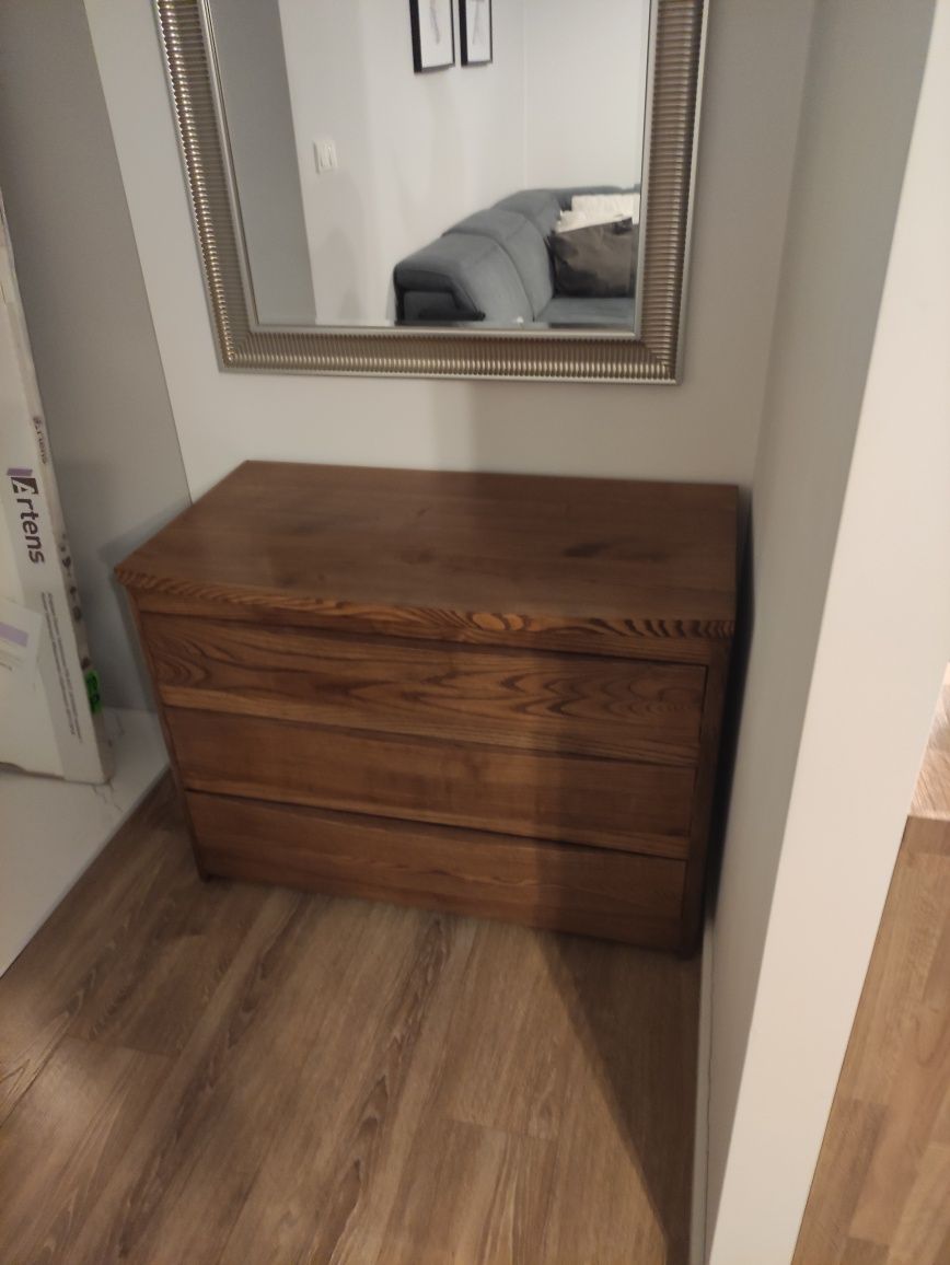 Łóżko drewniane jesionowe 160/200 plus komoda i szafki nocne
