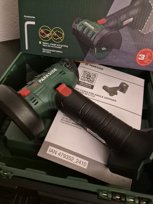 Szlifierka kątowa akumulatorowa parkside, nowa gwarancja