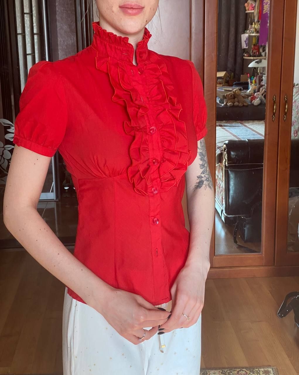 Блузка красная размер S хлопок 100%