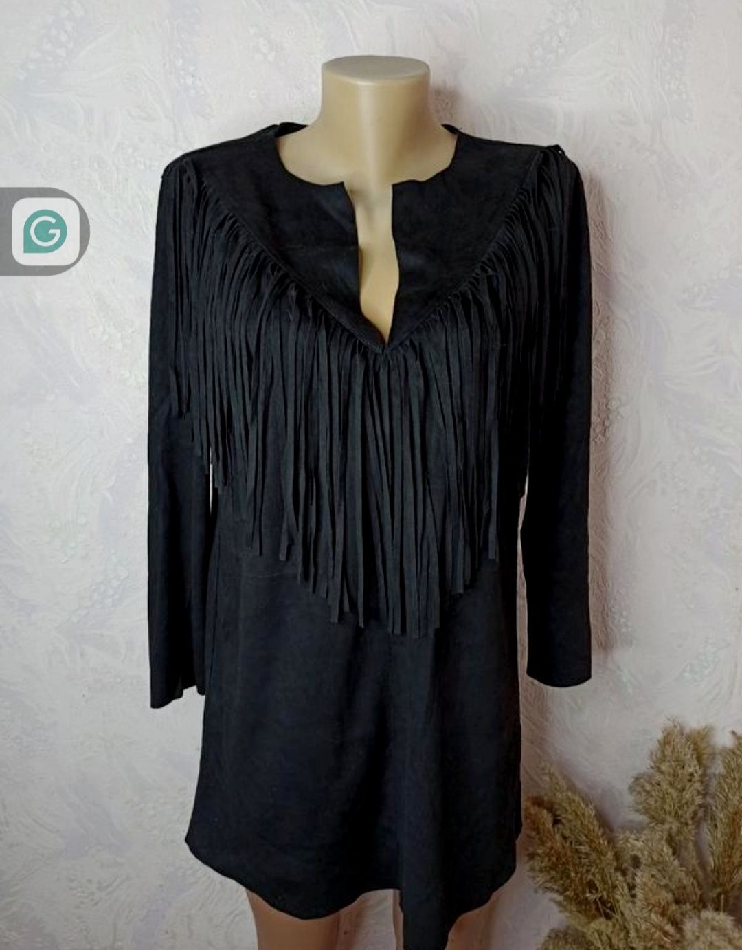 Чорне коротке нове плаття Zara з бахромою