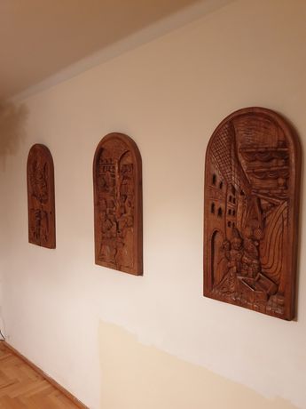 Płaskorzeźby drewno obraz na ścianę