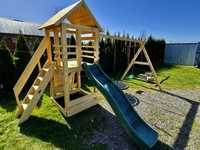Drewniany plac zabaw dla dzieci domek 9x9 huśtawka piaskownica ślizg