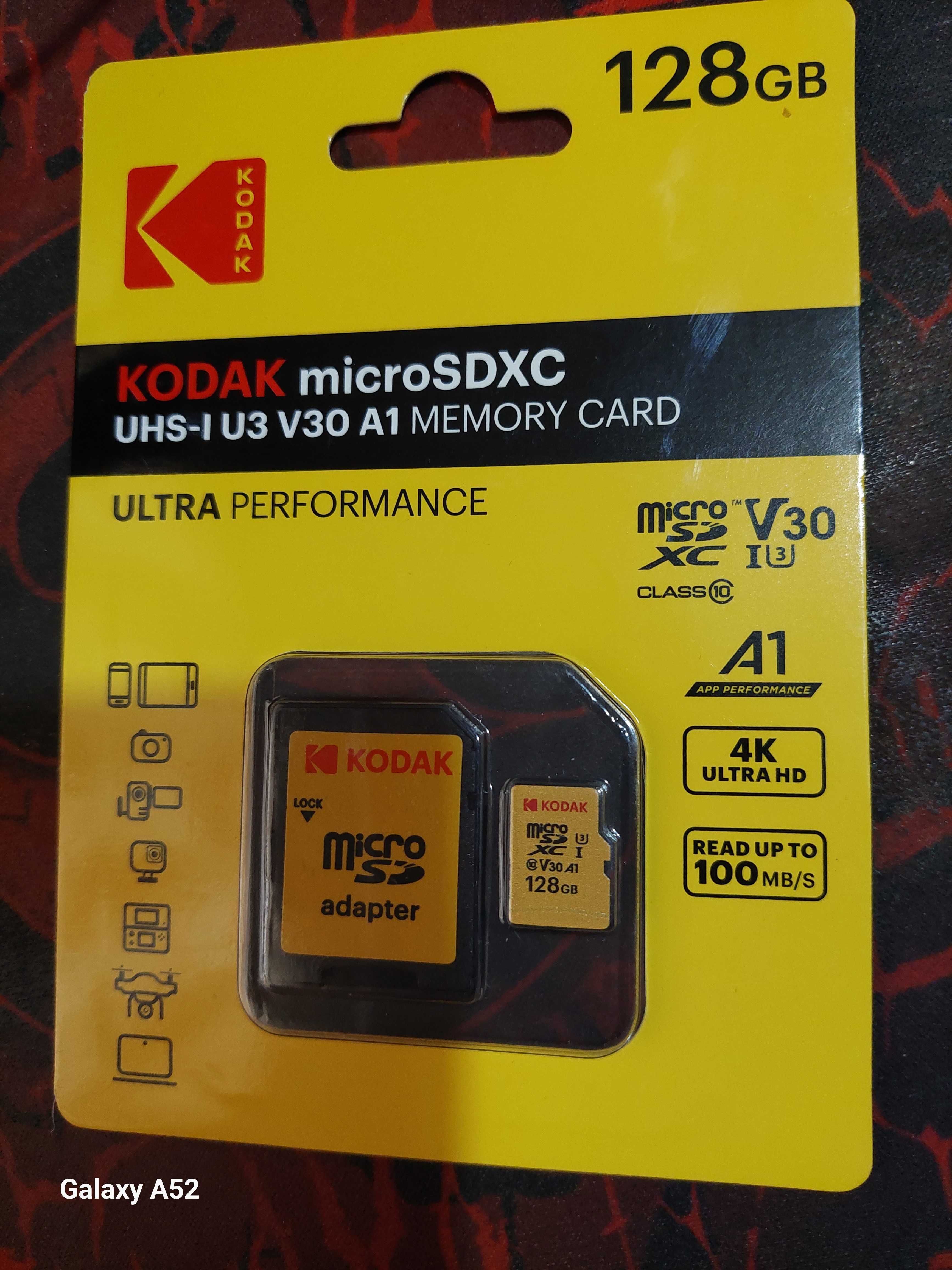 microSD  Kodak 128 Gb UHS-I U3 R100 MB/s (ULTRA PERFORMANCE)