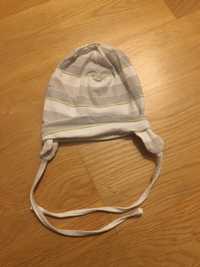 Biała czapeczka w paski bawełniana, Cool Club, obwód 48-50 cm