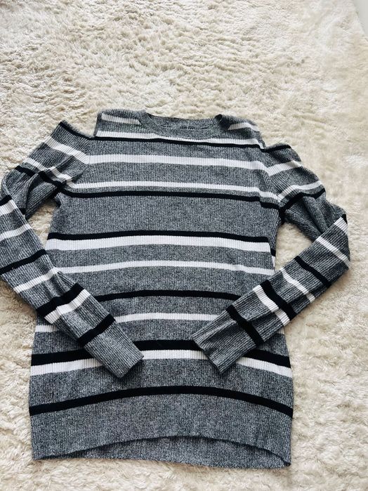 Sweter w paski odkryte ramiona rozmiar S/36 H&M