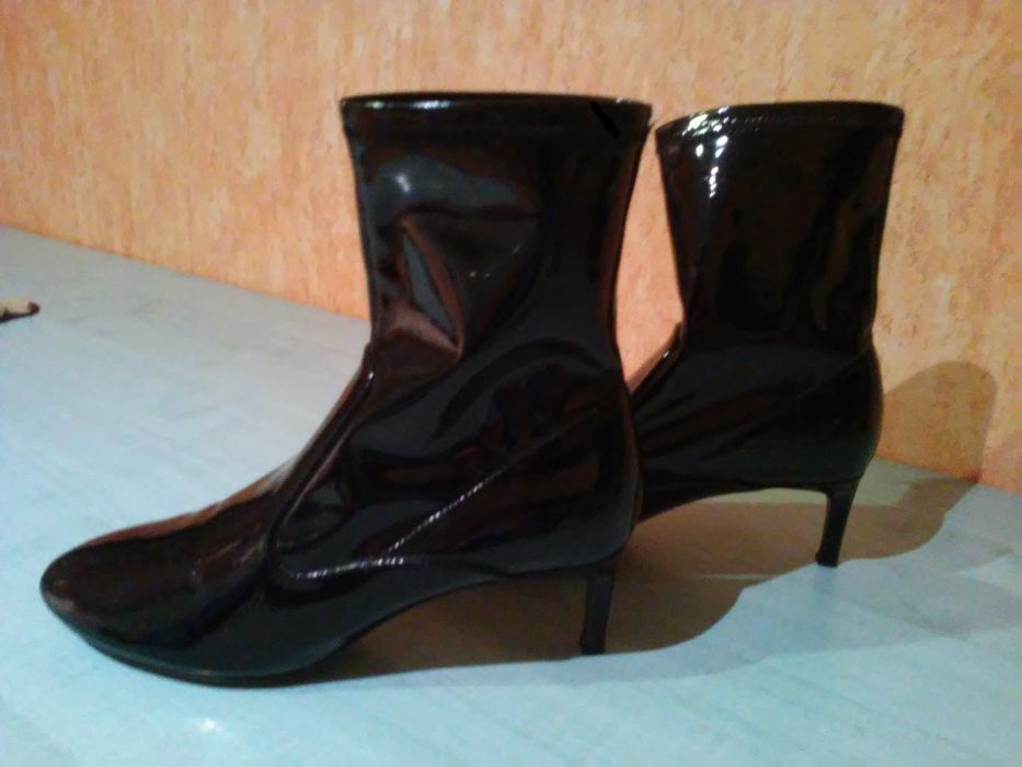 buty botki - ZARA- roz. 38, stretch/skarpeta; obcas 5cm