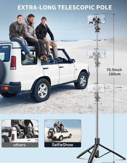 Statyw na telefon  180 cm i kij do selfie + Pilot SELFIESHOW Q16SS