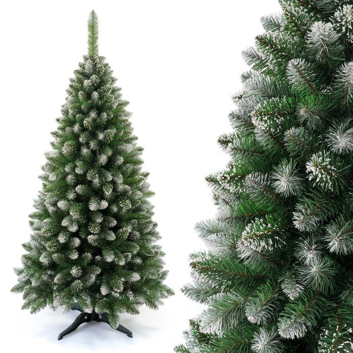 Choinka 220 cm sztuczna sosna z białymi końcówkami jodła diamentowa 2m