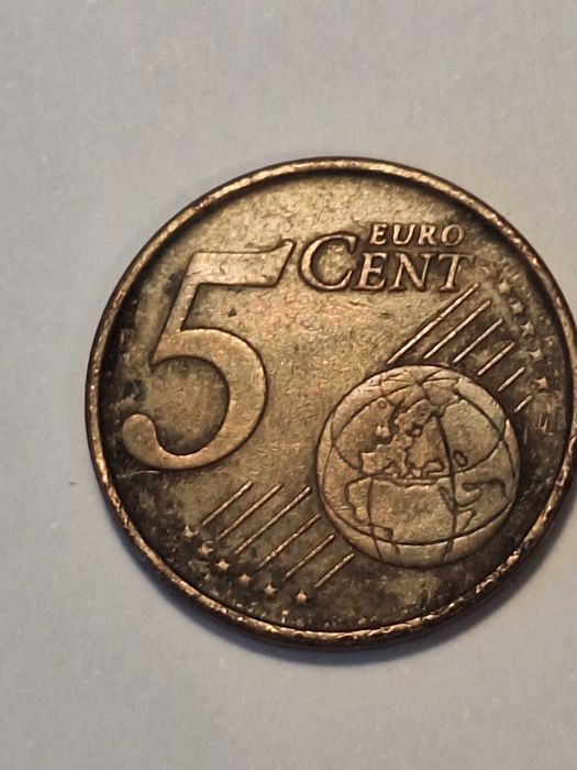Moeda 5 cêntimos com erro de cunhagem