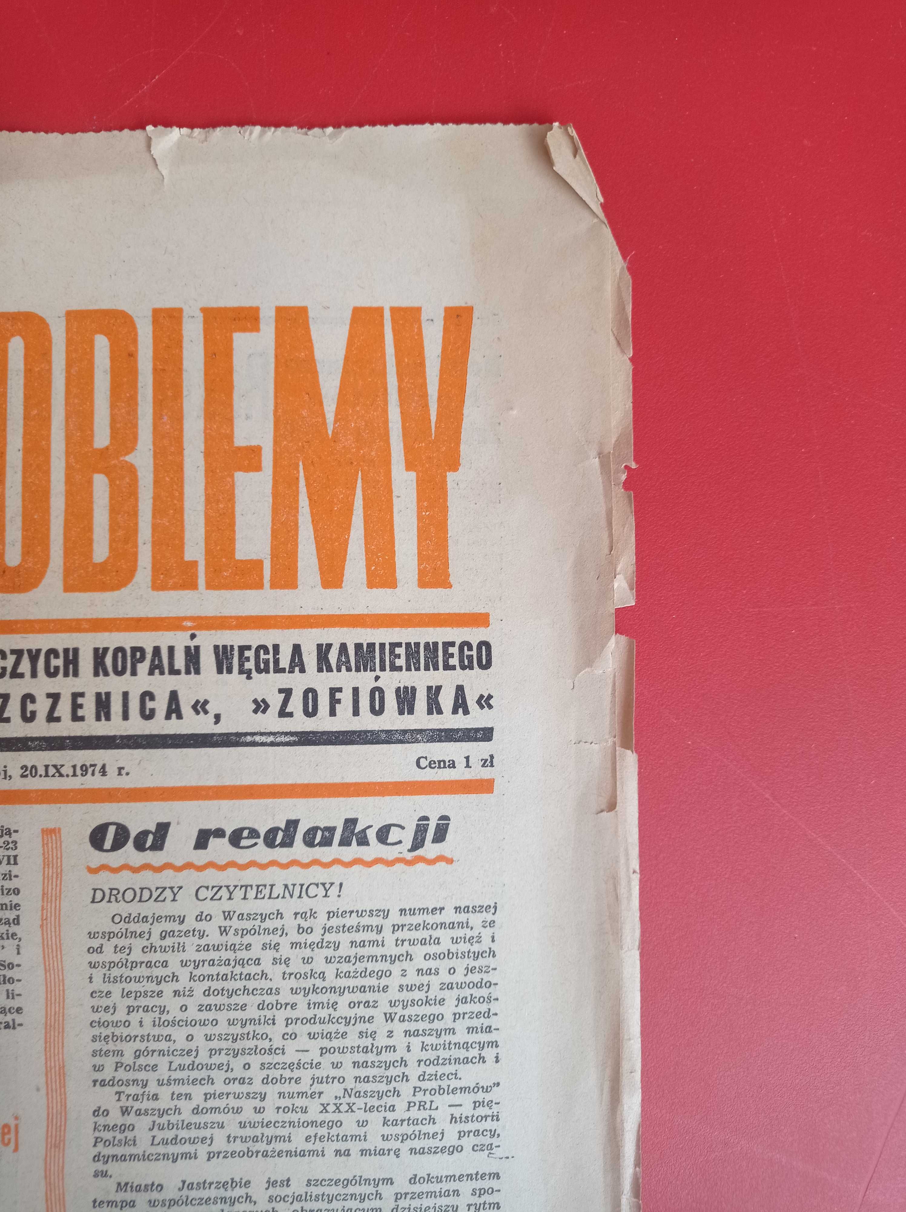 Nasze problemy, Jastrzębie, nr 1, 20 września 1974