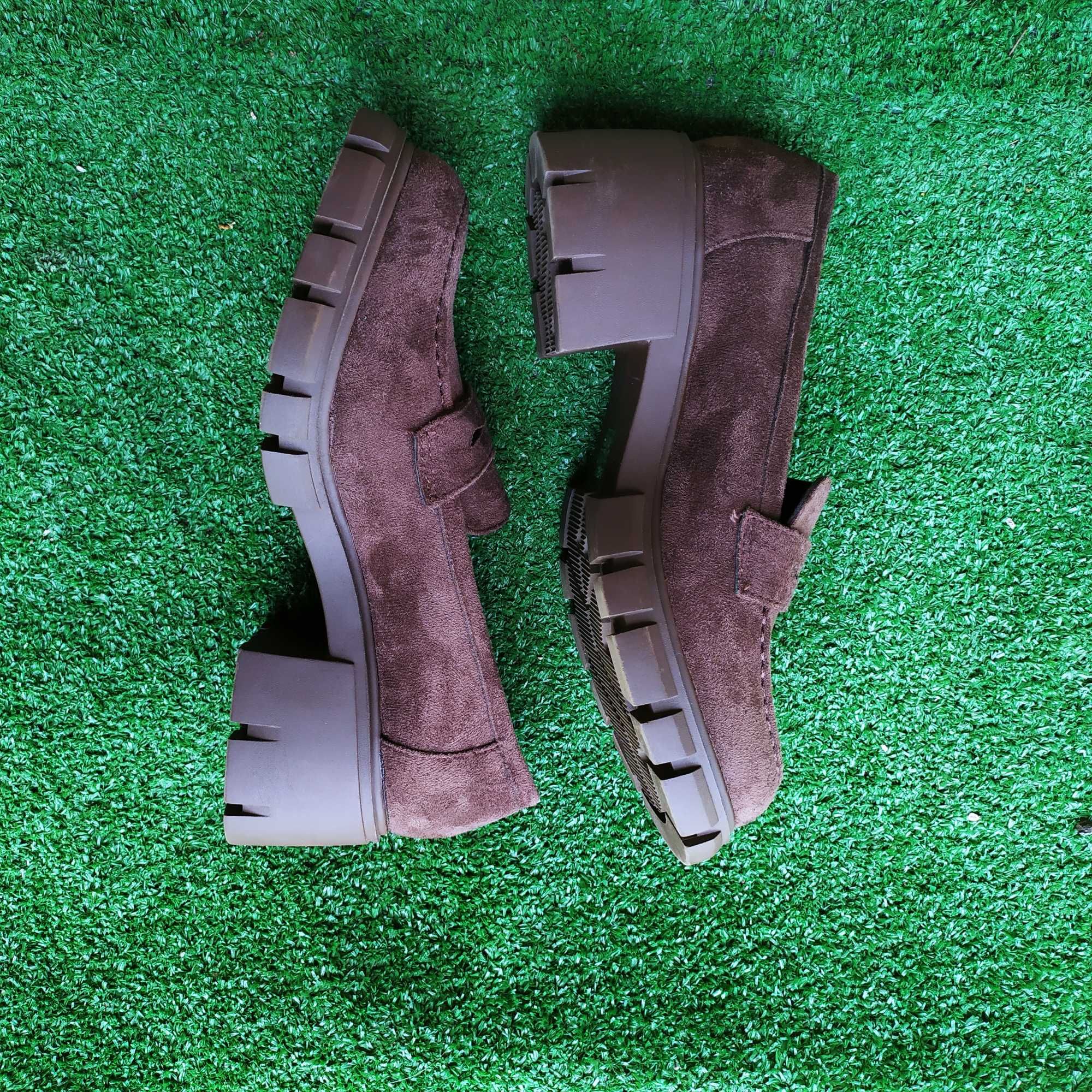 Mokasyny, buty damskie czekoladowe