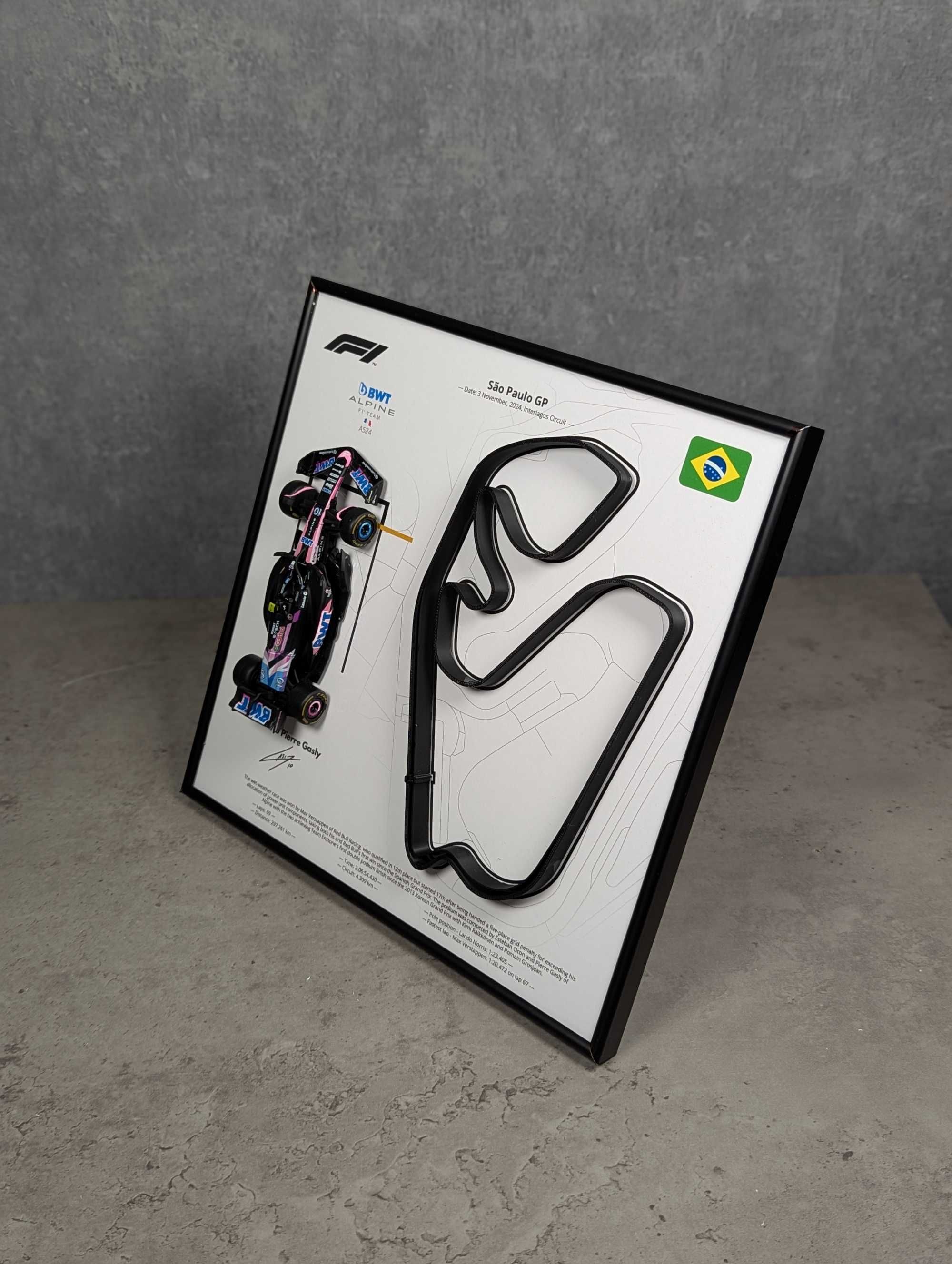 Рамка 2в1 Bburago BWT ALPINE A524 та São Paulo GP 24 №10 П'єр Гаслі