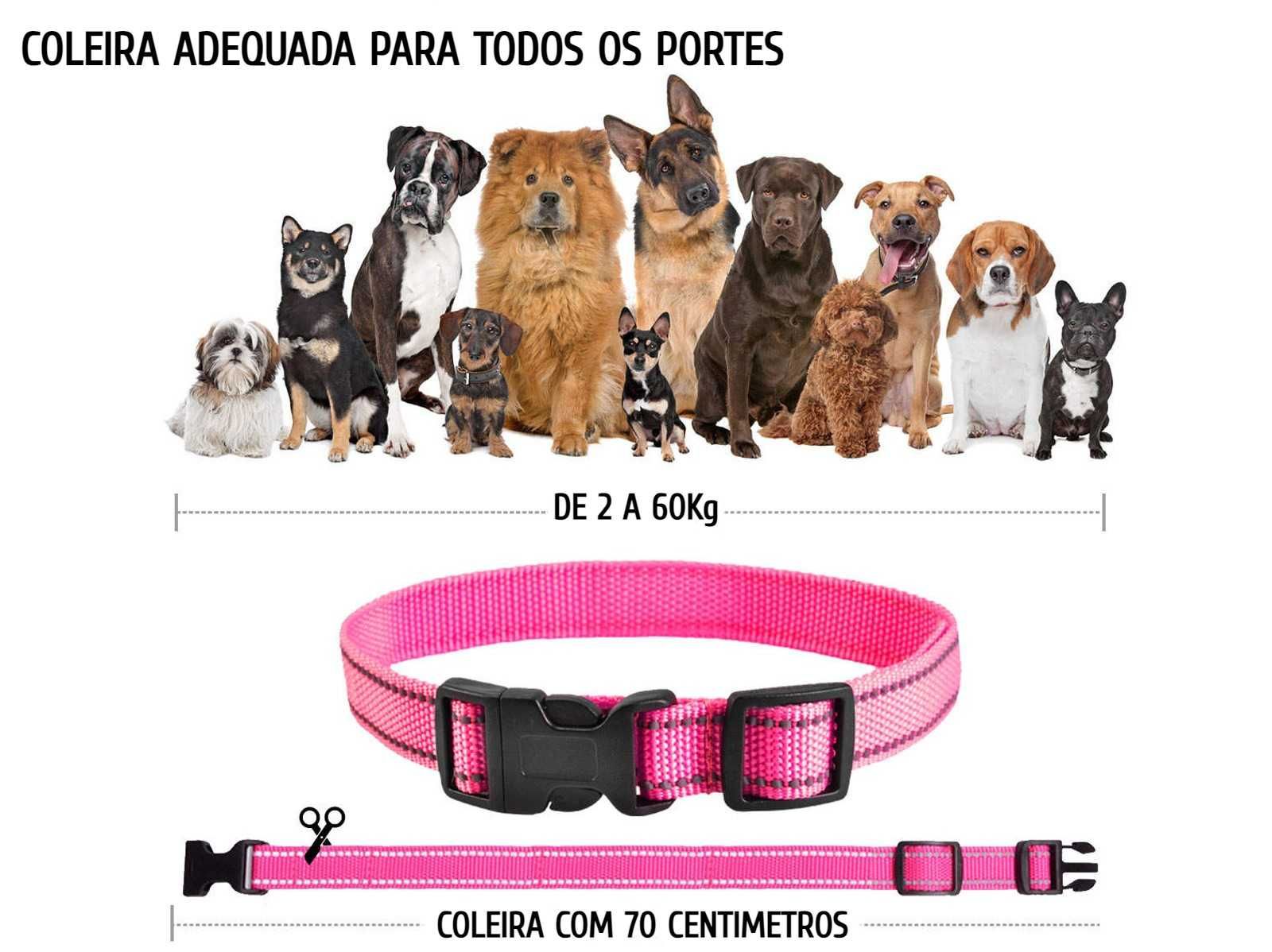 Coleira anti latido para cães com bateria recarregável rosa