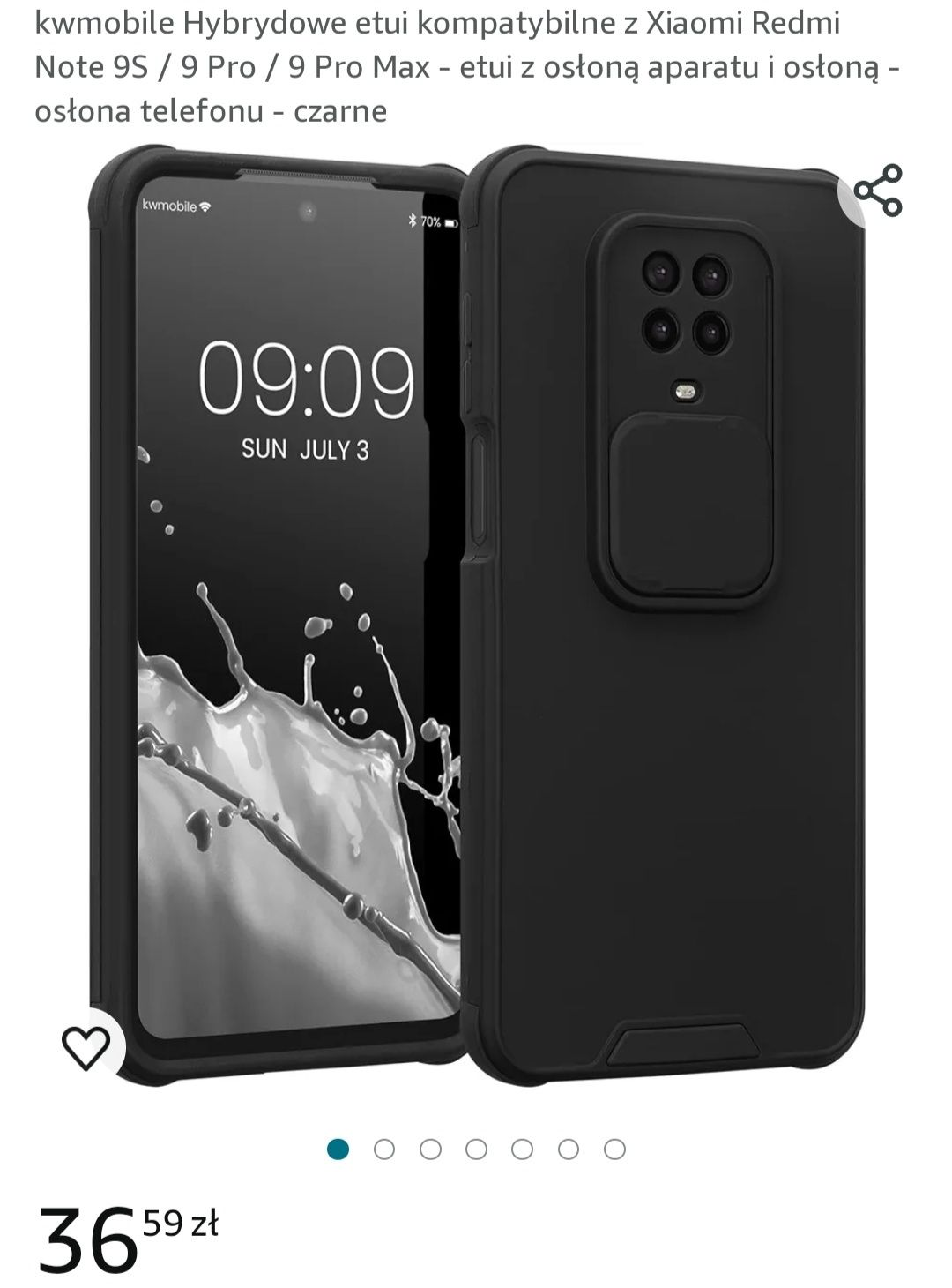 Hybrydowe etui xaomi redmi note 9s 9pro max z osłoną aparatu