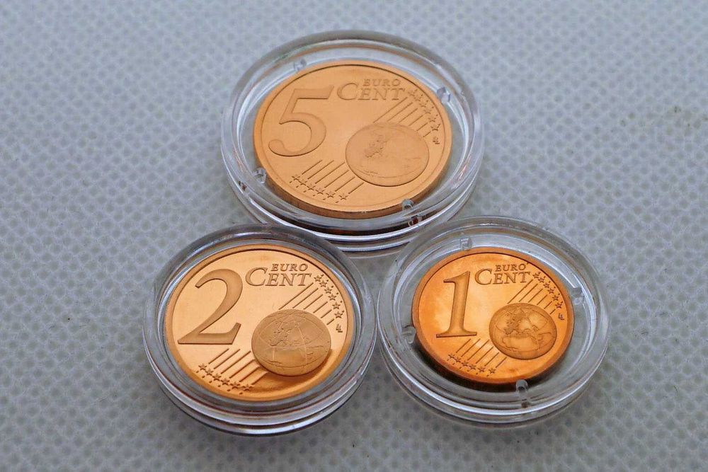 Moedas 1-2-5 Euro Cent Mónaco, 2005, PP - PROOF 35.000ex