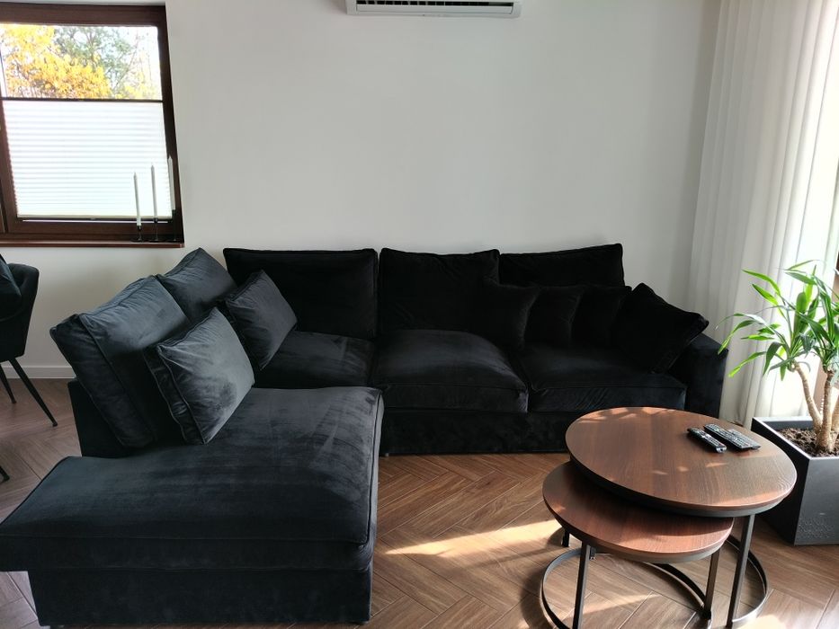 Narożnik 290x225 czarny welur