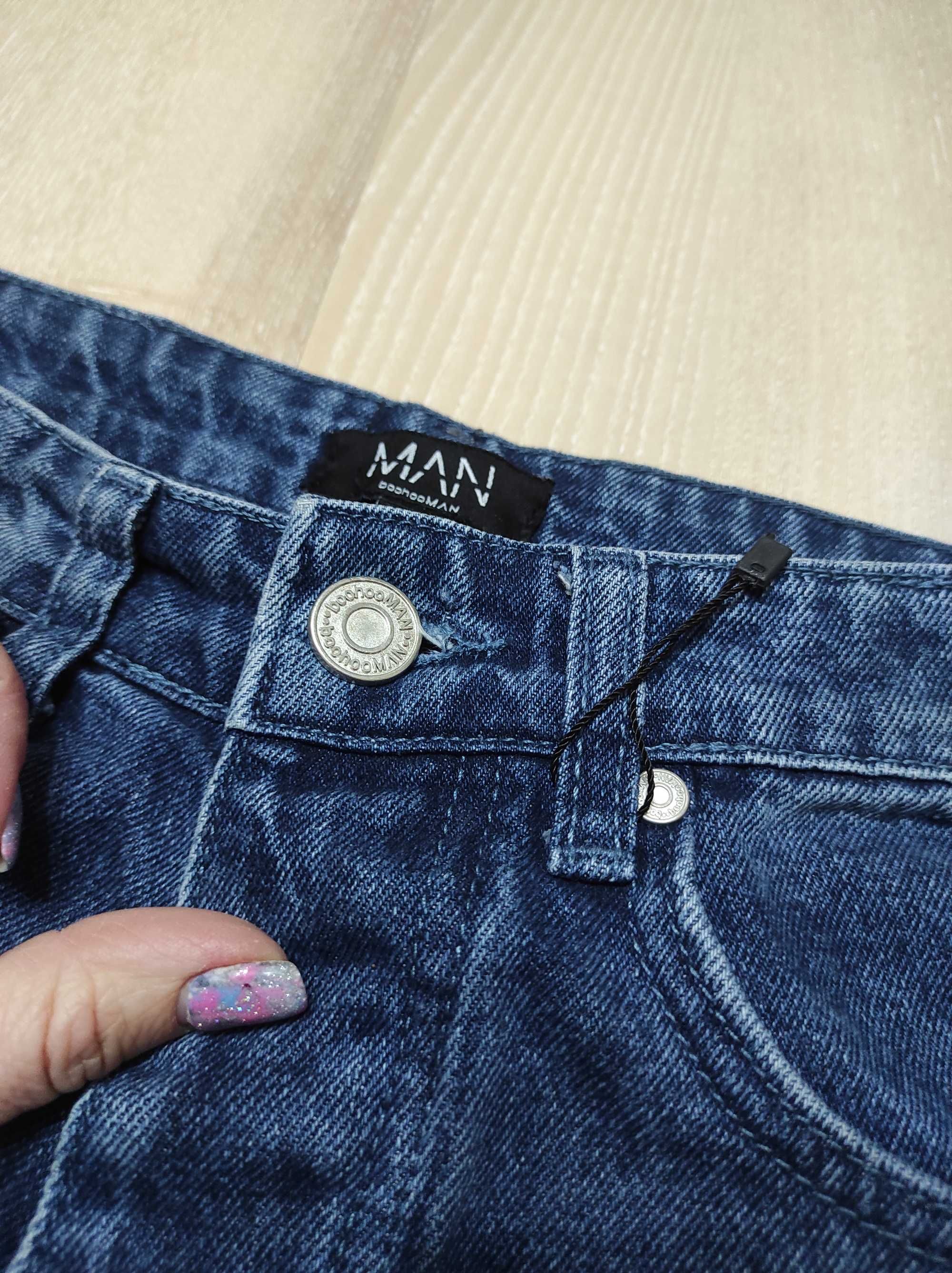 Высокие плотные джинсы МОМ, прямые плотные джинсы Boohoo размер 28