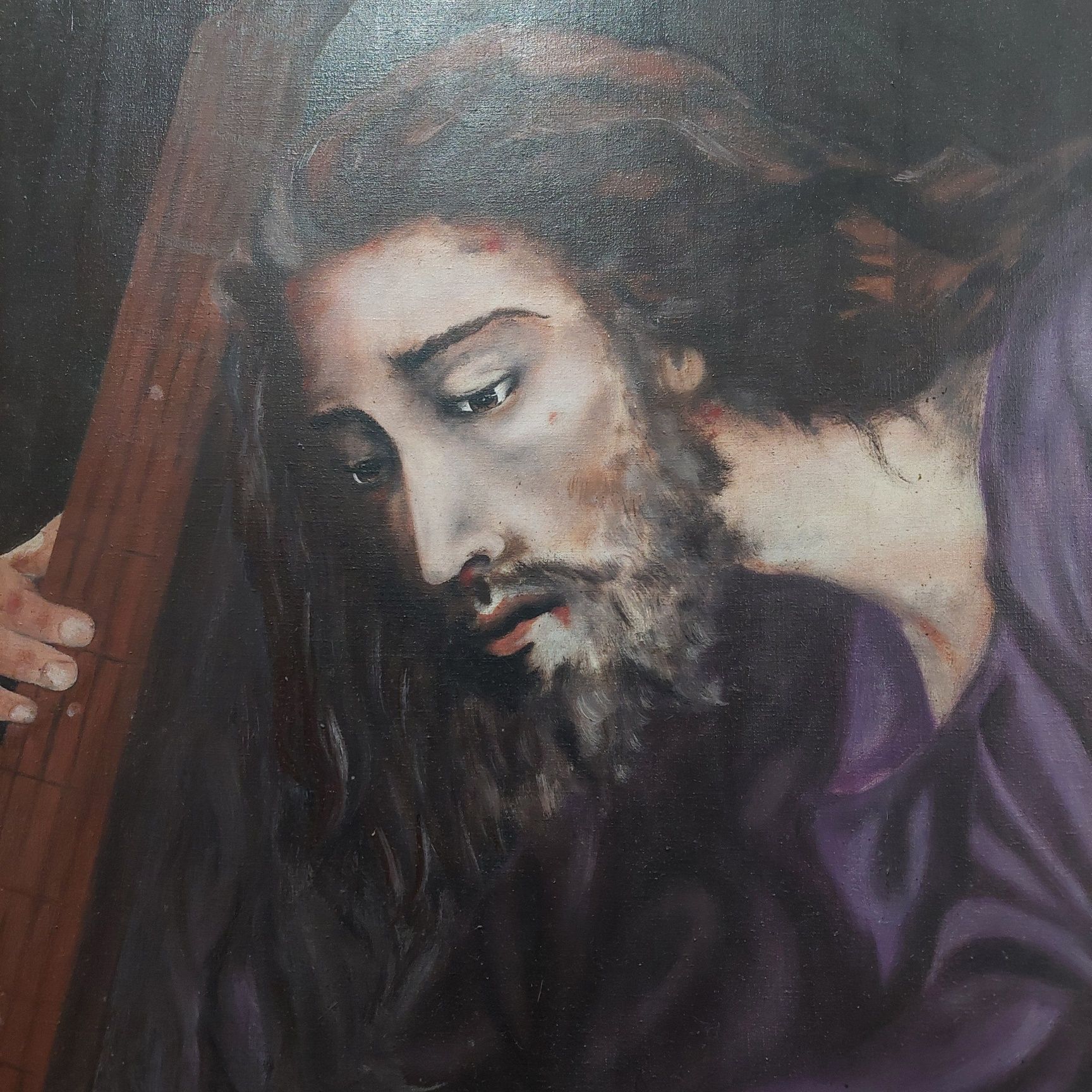 Pintura com moldura em madeira 90x80