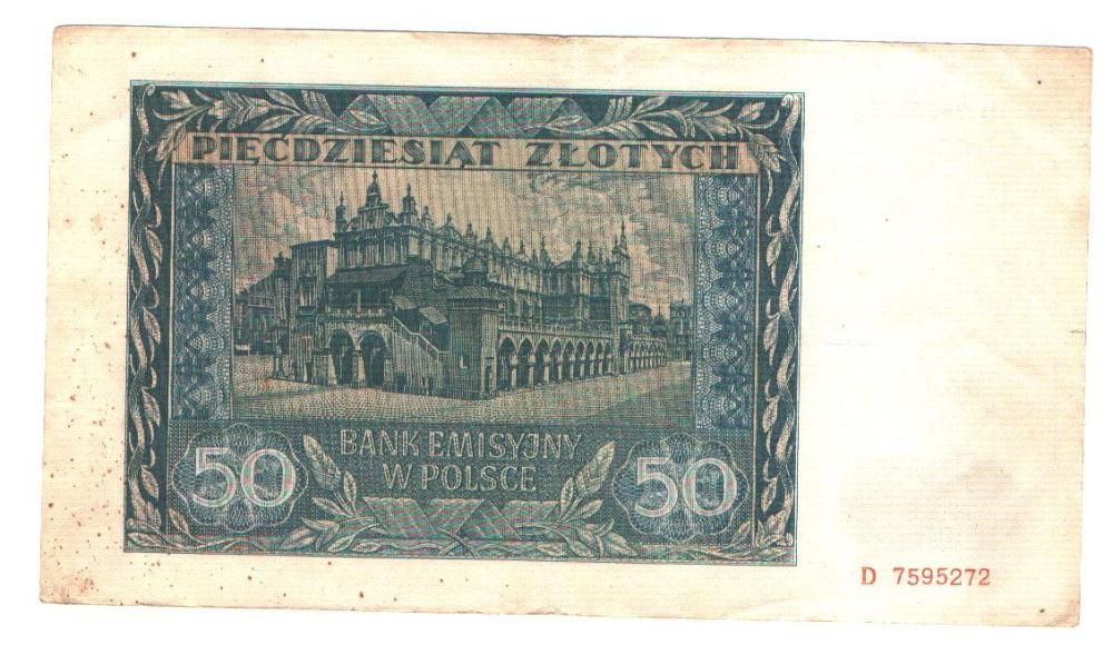 polski banknot 50 zł z 1941 [b28] bardzo ładny stan polecam