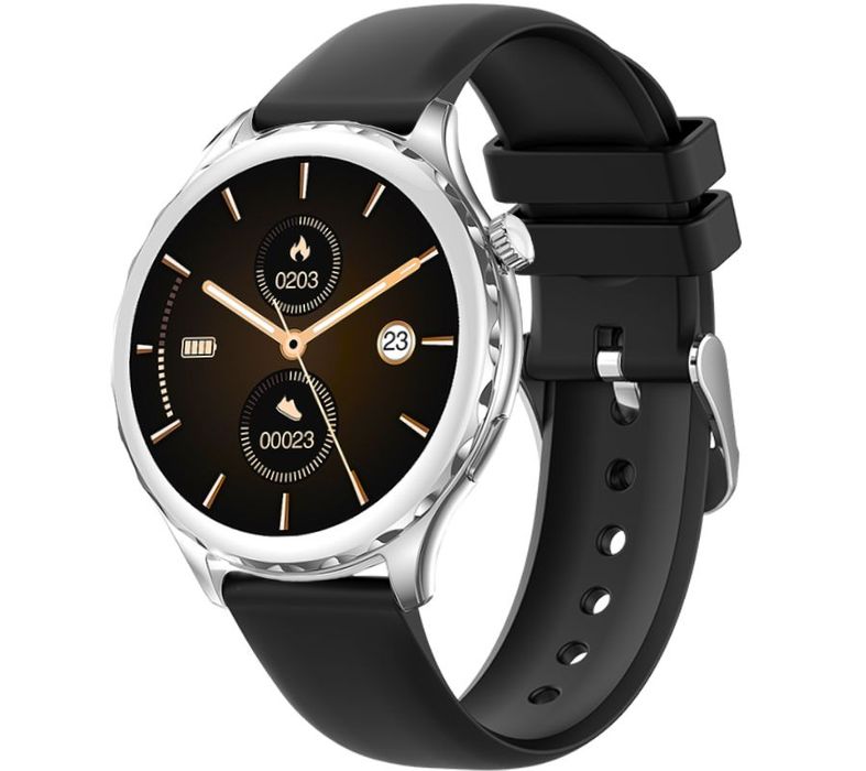 smartwatch damski rubicon rncf02-1 srebrno-srebrny + czarny