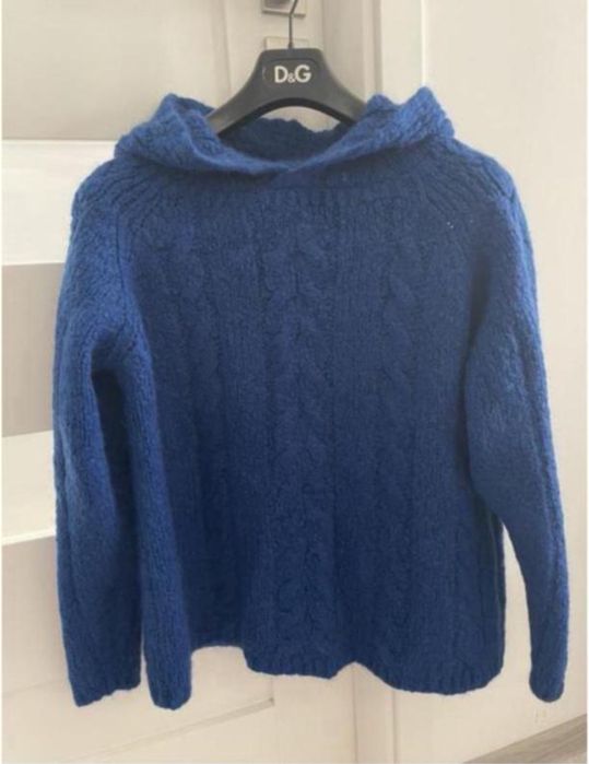 Синее худи капюшон шерсть/альпака и другие