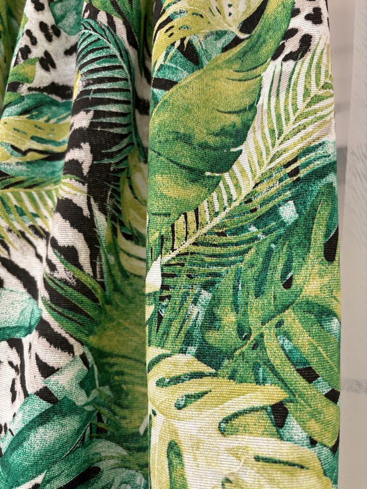 Zasłony 140x250cm 2szt zielone dżungla monstera liście cętki
