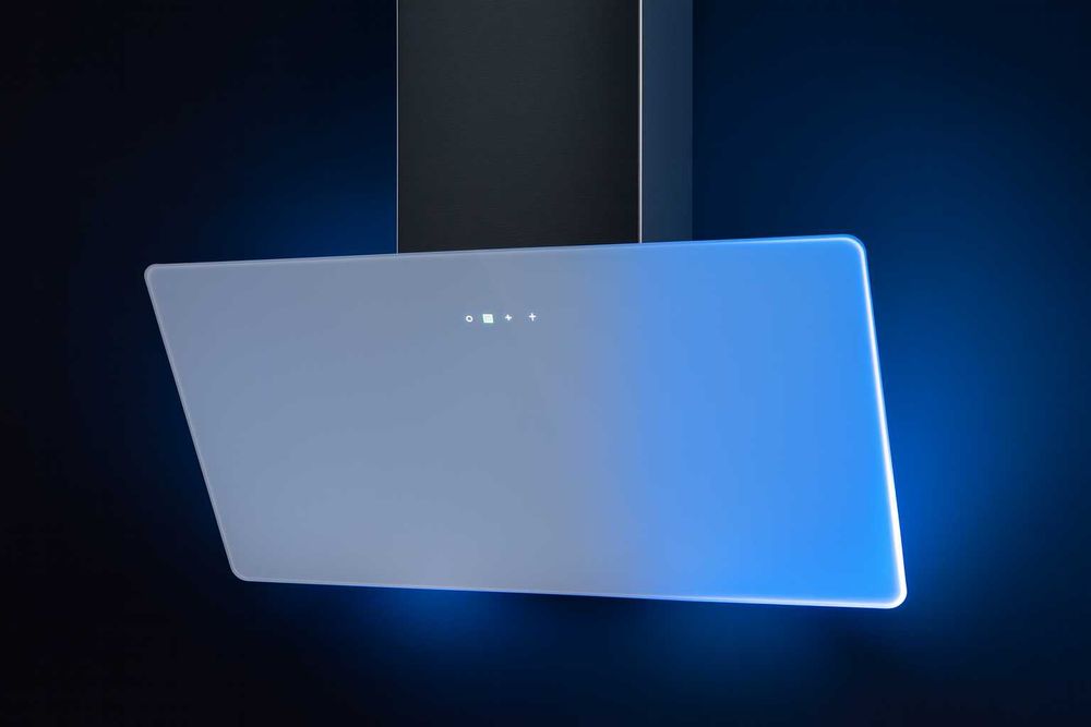 Okap biały Klarstein 90 cm szkło LED