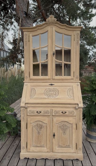 Dębowy sekretarzyk z nadstawką ,stan surowy