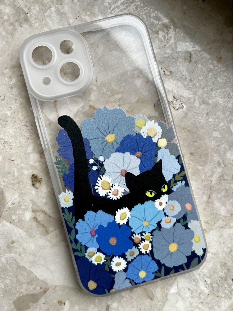 Case/etui z kotem w kwiatach iPhone 13