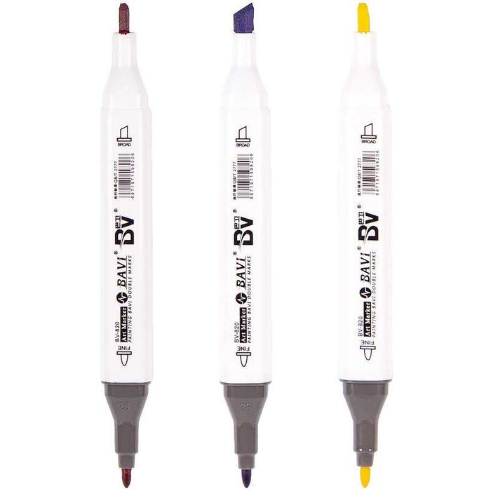 Набор двухсторонних маркеров цветов для рисования (круглый+скошен.)