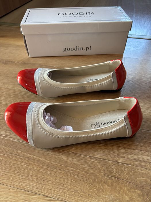 Baleriny damskie 37 Goodin beżowo-czerwone