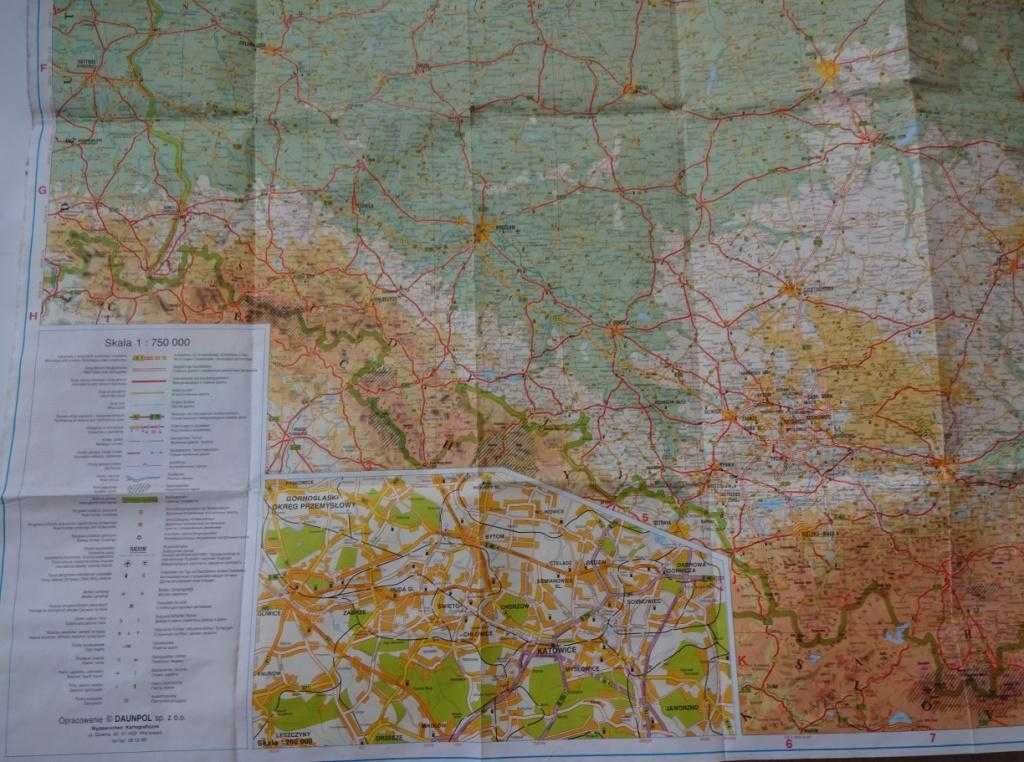 Polska - Mapa Drogowa Z 1995 Roku Skala 1 Do 750 000