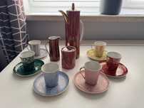 Zestaw kawowy Ćmielów kolorowy Porcelana