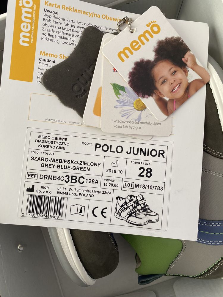 Кожаные ботиночки (кроссовки) Memo Polo Junior 28р.