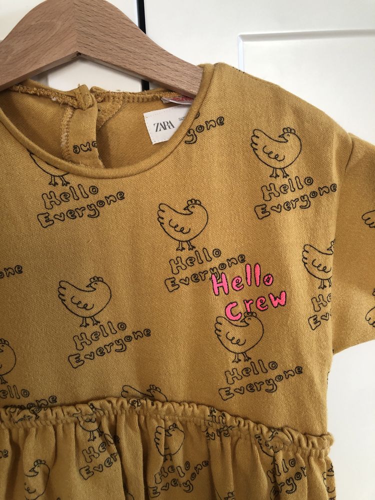 sukienki musztardowe Zara 100% bawełna 104 i 116 nowe