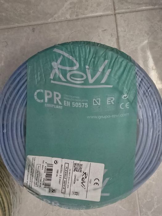 Fio elétrico H07V-K. Azul. 100 metros.