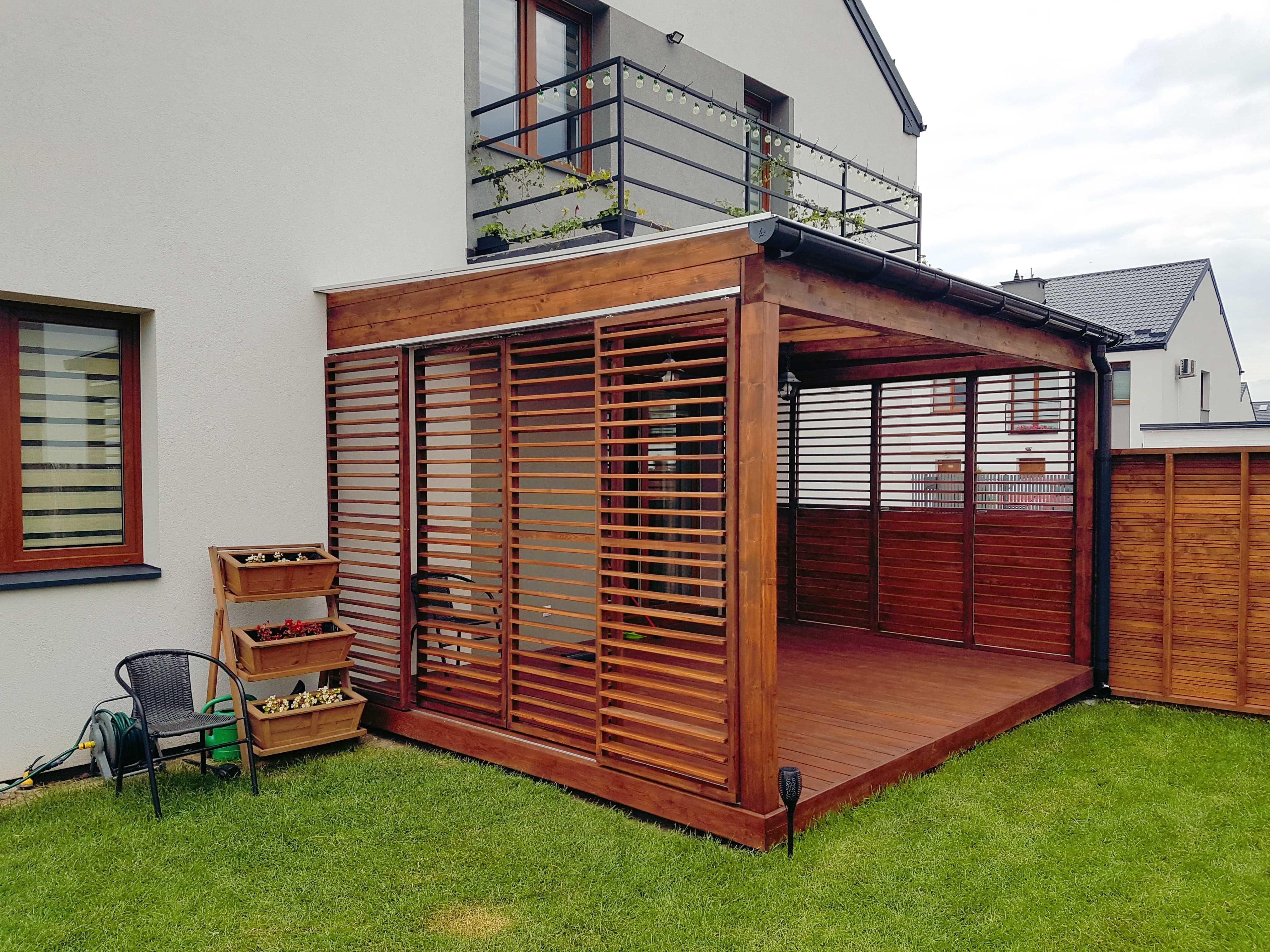 Drewniane Zadaszenie Tarasu Pergola Carport Ruchome deseczki Piaseczno