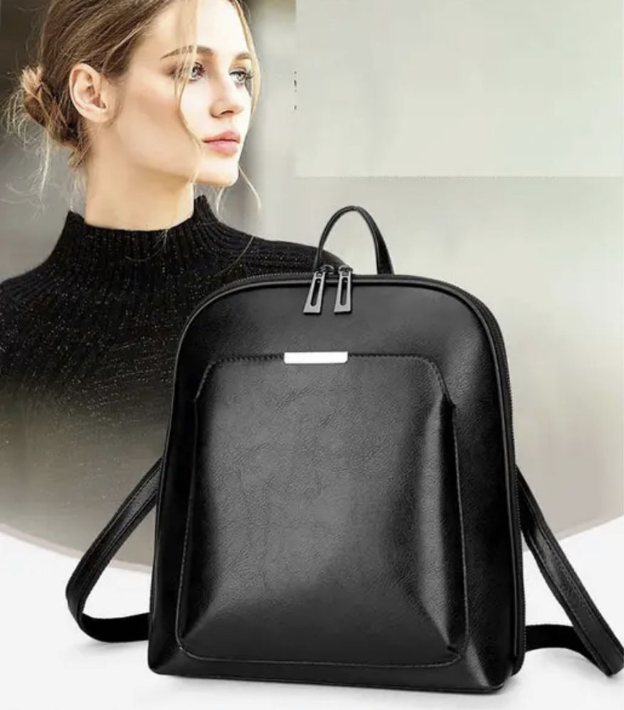 Жіночий чорний стильный міський ранець женский рюкзак сумка портфель