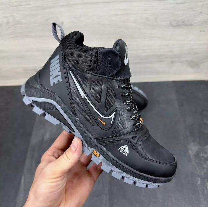 Nike шкіряні чоловічі зимові кросівки на хутрі кроссовки зимние мех