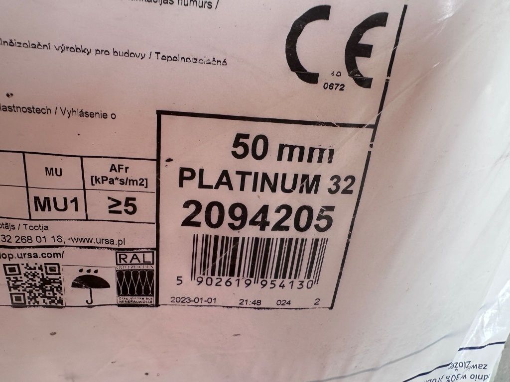 Wełna mineralna szklana URSA 150mm Platinum 32 oraz 50mm
