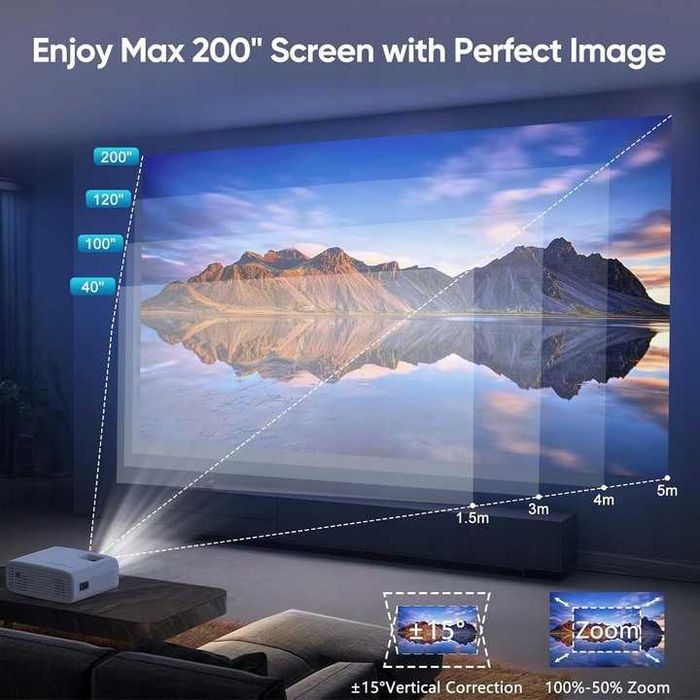 AKATUO XR21 Projektor 4K 15000l 1080p 5G WiFi Bluetooth kina domowego