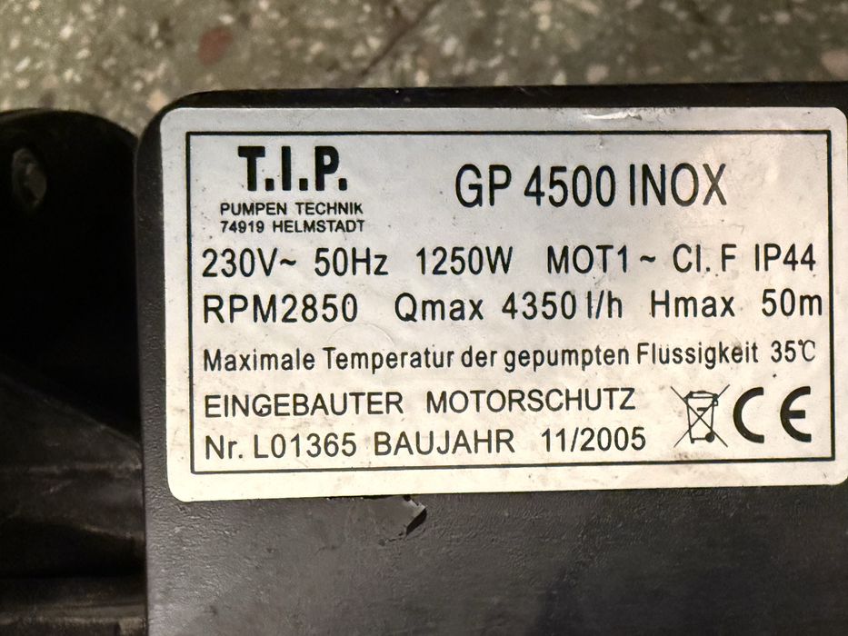 TIP GP 4500 INOX Pompa ogrodowa