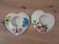 2 gipsowe świeczniki na tealighty, ozdobione metodą decoupage