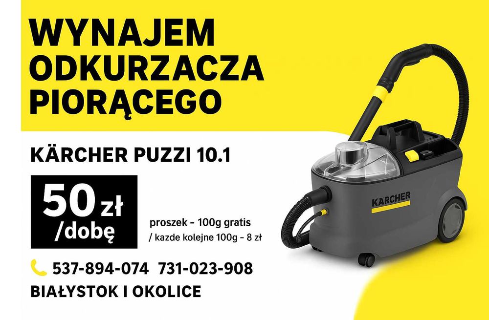 Wynajem Odkurzaczy Piorących Kärcher - Białystok/ Okolice
