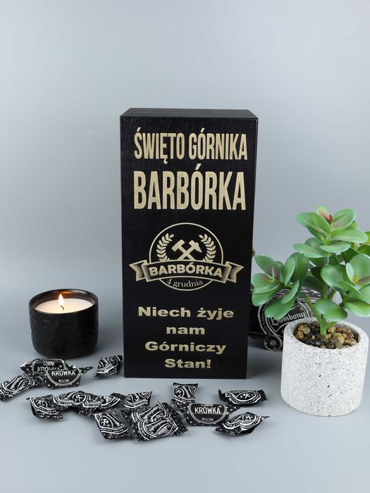 Skrzynka na whisky z grawerem – 3 wzory, na Barbórkę dla górnika 2025