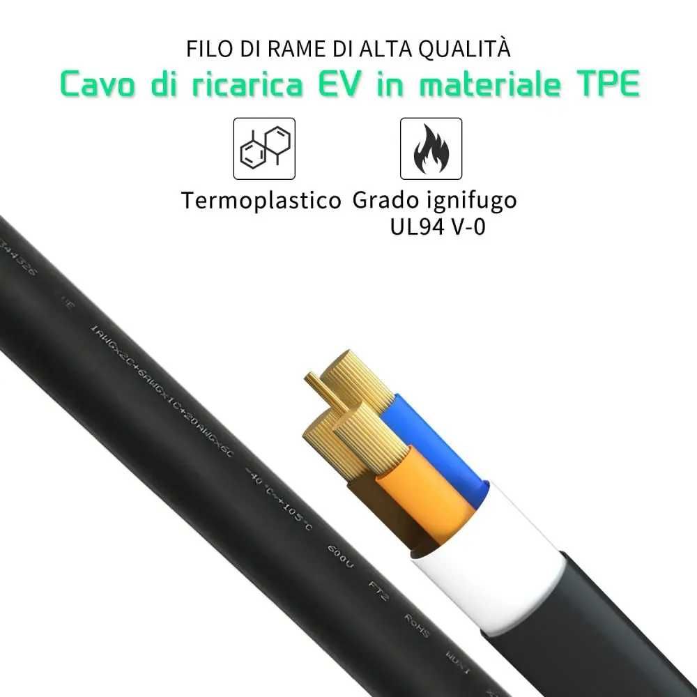 Kabel do ładowania samochodów elektrycznych TYPE 2 3-FAZY 32A 22kW 5M