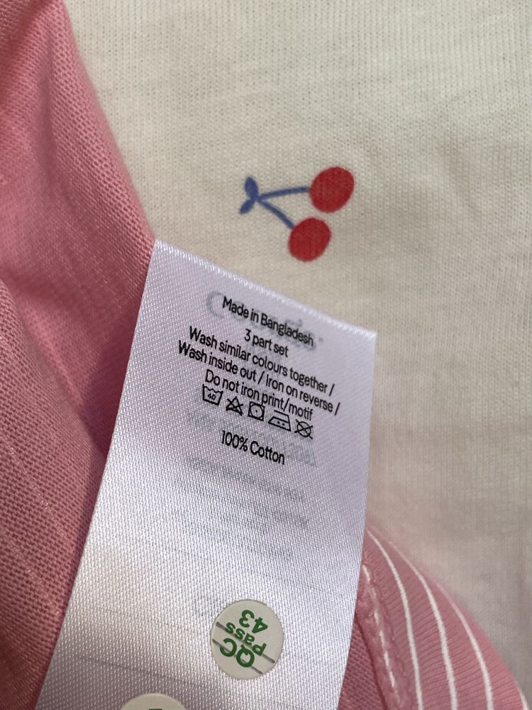 110-116 George zestaw 6pak koszulki z falbankami + legginsy kolarki UK