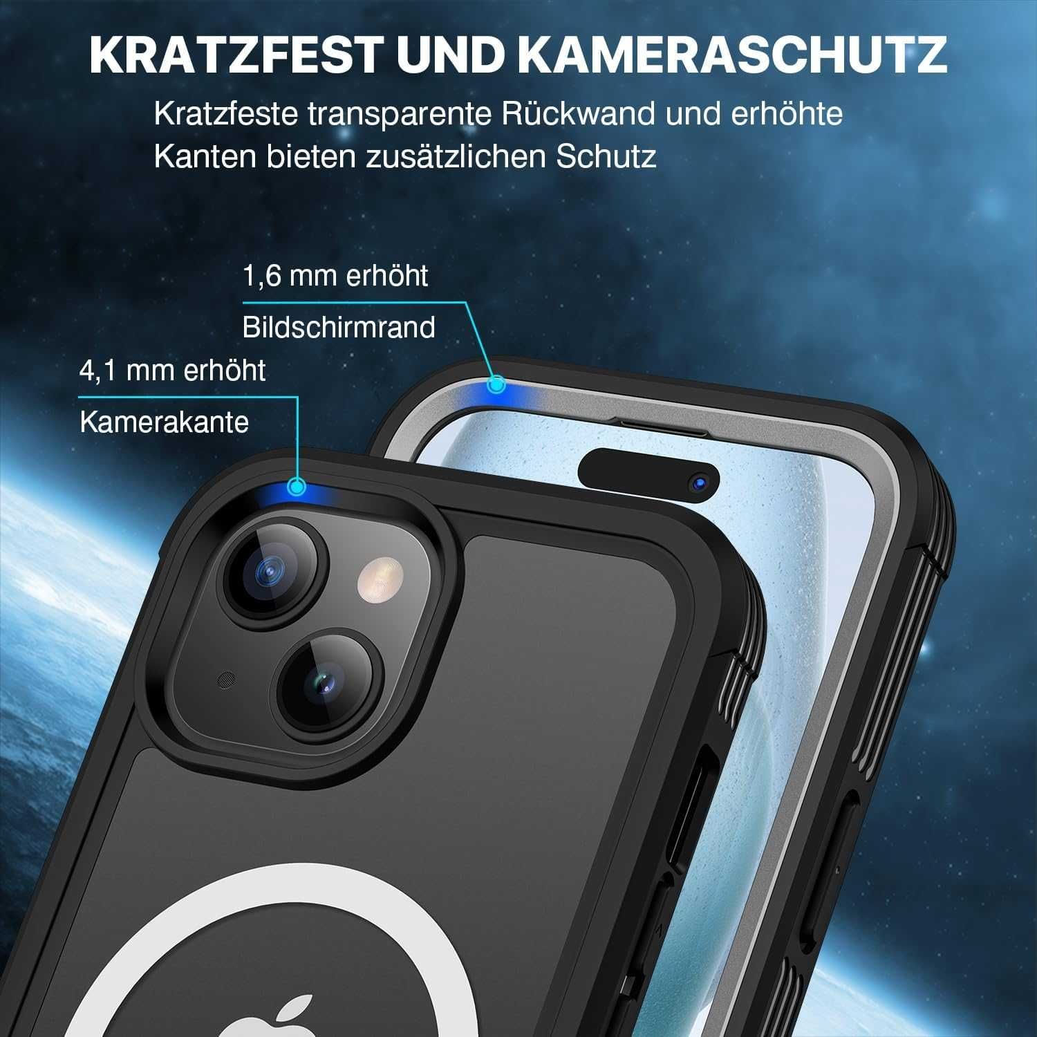 CENHUFO etui 360 do iPhone 15 pancerne etui magsafe + szkło na aparat